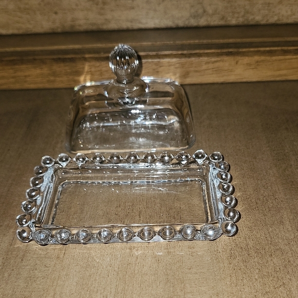 Vintage Personal Mini Clear Glass Butter Dish with Candlewick Edge - Picture 3 of 3